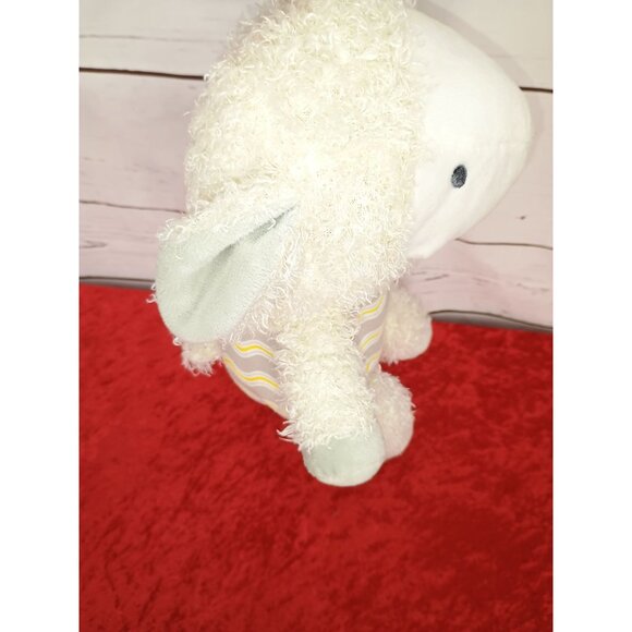 Hallmark 12" Precious Lamb Cross Stuffed Animal Plush Gray Yellow Chevron - Picture 4 of 7